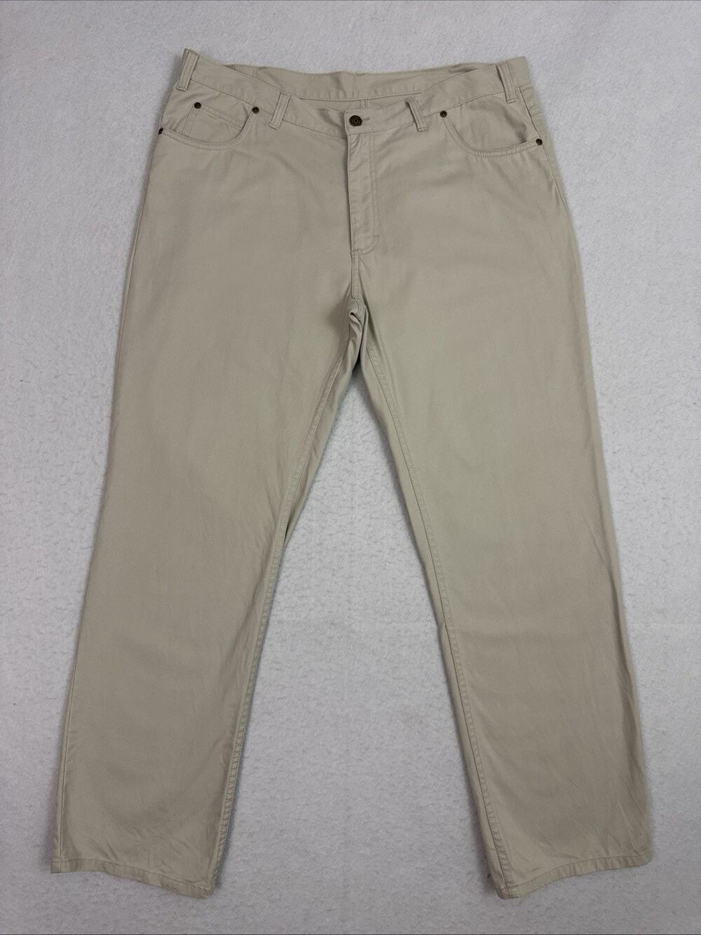 Bills Khakis Pants Mens 38x32 Cream 100% Cotton Flat Front 5 Pocket Chino
